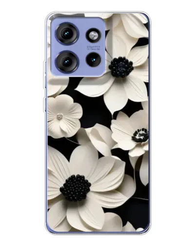 Чохол для Motorola Edge 50 з картинкою «Об'ємні білі квіти»
