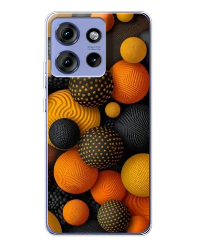 Чехол для Motorola Edge 50 с картинкой «Объемные оранжевые сферы»