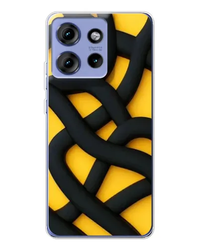 Чехол для Motorola Edge 50 с картинкой «Черное желтое переплетение»
