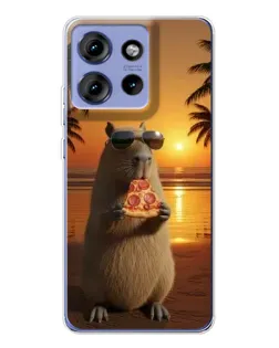 Чохол для Motorola Edge 50 з картинкою «Капібара з піцою»