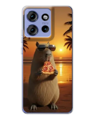 Чохол для Motorola Edge 50 з картинкою «Капібара з піцою»