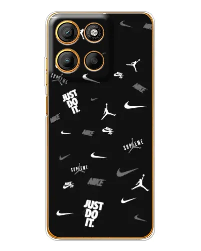 Чехол для Motorola Edge 60 Fusion с картинкой «Nike Black Pattern» Чехол для Motorola Edge 60 Fusion с картинкой «Nike Black Pattern»