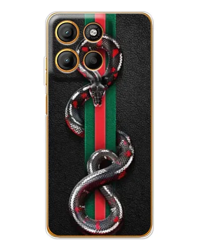 Чехол для Motorola Edge 60 Fusion с картинкой «Gucci — змея на полосе» Чехол для Motorola Edge 60 Fusion с картинкой «Gucci — змея на полосе»