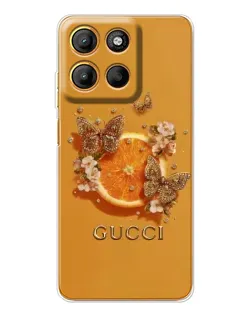 Чехол для Motorola Edge 60 Fusion с картинкой «Gucci — золотые бабочки»