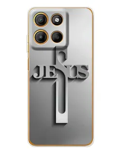 Чехол для Motorola Edge 60 Fusion с картинкой «Металлический крест Jesus»