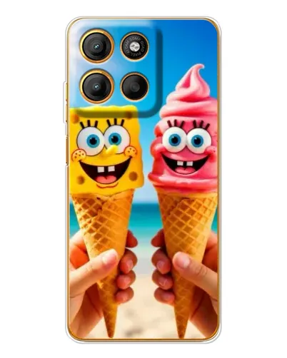 Чехол для Motorola Edge 60 Fusion с картинкой «Спанч Боб мороженое»