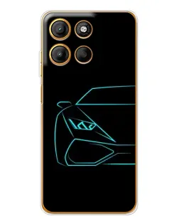 Чехол для Motorola Edge 60 Fusion с картинкой «Голубой силуэт Lamborghini»