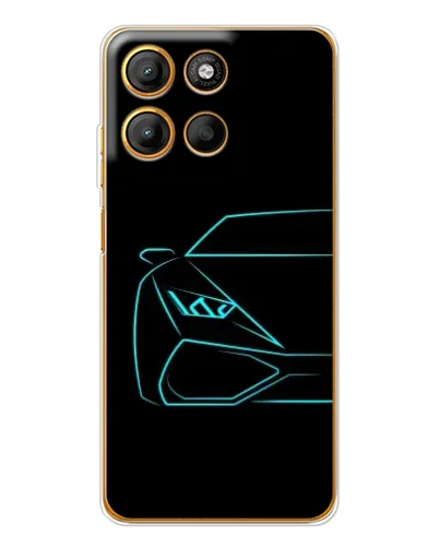 Чехол для Motorola Edge 60 Fusion с картинкой «Голубой силуэт Lamborghini»