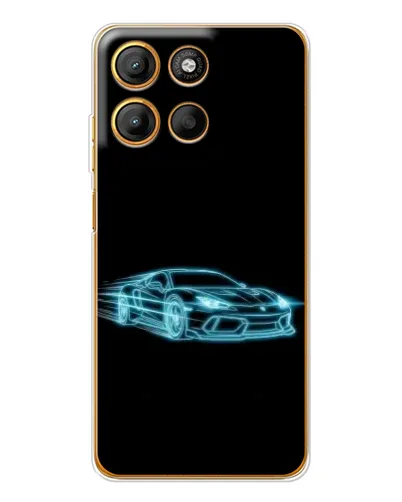 Чехол для Motorola Edge 60 Fusion с картинкой «Неоновый контур Lamborghini»
