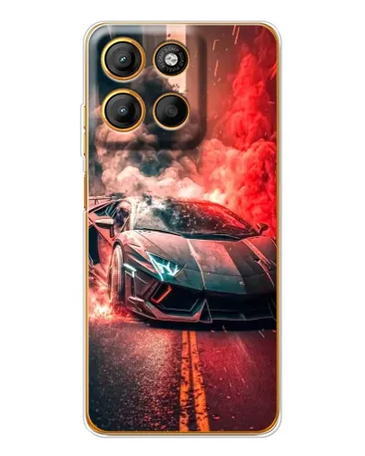 Чехол для Motorola Edge 60 Fusion с картинкой «Lamborghini красный дым»