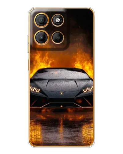 Чехол для Motorola Edge 60 Fusion с картинкой «Lamborghini в огне»