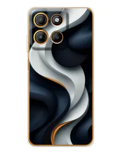 Чехол для Motorola Edge 60 Fusion с картинкой «Объемные черно-белые ленты»
