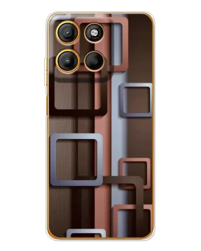 Чехол для Motorola Edge 60 Fusion с картинкой «Коричневые объемные квадраты»