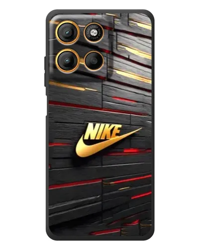 Чехол для Motorola Edge 60 Neo с картинкой «Золотой Nike на металле»