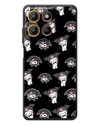 Чехол для Motorola Edge 60 Neo с картинкой «Черный паттерн Kuromi»