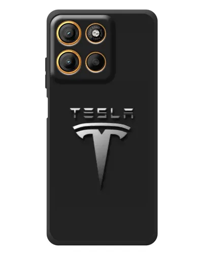 Чехол для Motorola Edge 60 Neo с картинкой «Стальной логотип Tesla»