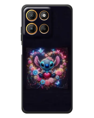 Чехол для Motorola Edge 60 Neo с картинкой «Stitch в цветах»