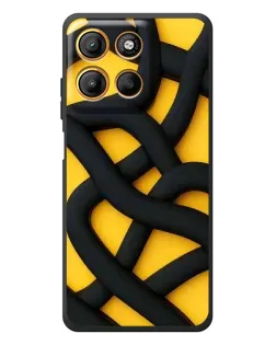 Чехол для Motorola Edge 60 Neo с картинкой «Черное желтое переплетение»