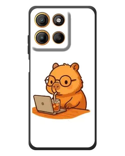Чехол для Motorola Edge 60 Neo с картинкой «Капибара с ноутбуком»