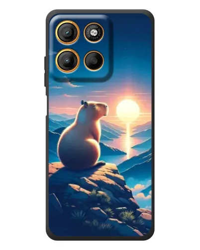 Чехол для Motorola Edge 60 Neo с картинкой «Закат солнца с капибарой»