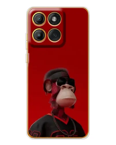 Чехол для Motorola Edge 60 Pro с картинкой «Bored Ape в красном»