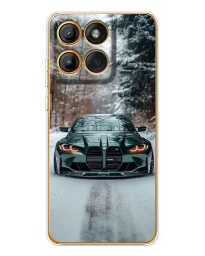 Чехол для Motorola Edge 60 Pro с картинкой «BMW в зимнем лесу»