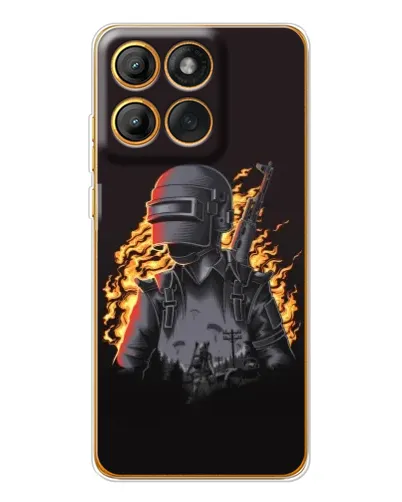Чехол для Motorola Edge 60 Pro с картинкой «PUBG — огненный силуэт»