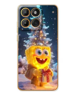 Чехол для Motorola Edge 60 Pro с картинкой «Рождественский Спанч Боб»