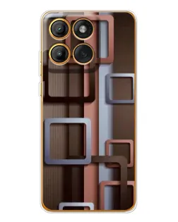 Чехол для Motorola Edge 60 Pro с картинкой «Коричневые объемные квадраты»