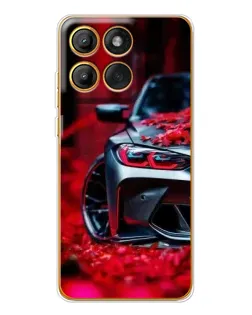 Чехол для Motorola Edge 60 с картинкой «Спортивная BMW и цветы»