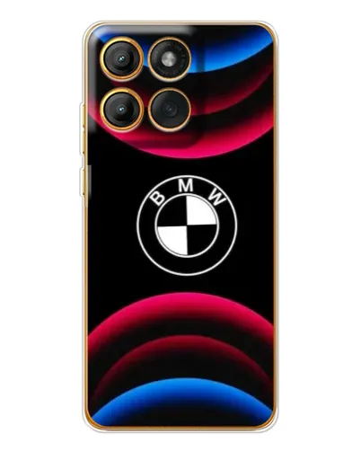 Чехол для Motorola Edge 60 с картинкой «Логотип BMW и неоновые дуги»