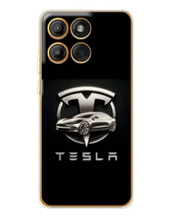 Чохол для Motorola Edge 60 з картинкою «Tesla — срібне авто»