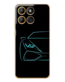 Чехол для Motorola Edge 60 с картинкой «Голубой силуэт Lamborghini»