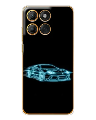 Чехол для Motorola Edge 60 с картинкой «Неоновый контур Lamborghini»