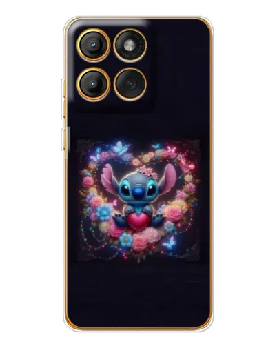 Чехол для Motorola Edge 60 с картинкой «Stitch в цветах»