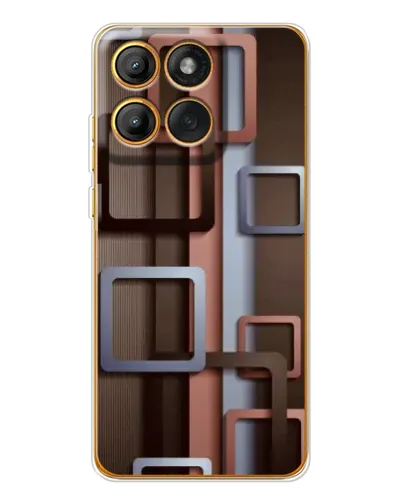 Чехол для Motorola Edge 60 с картинкой «Коричневые объемные квадраты»