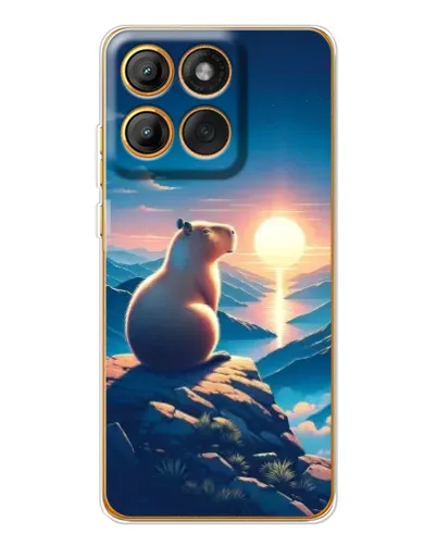 Чохол для Motorola Edge 60 з картинкою «Захід сонця з капібарою»