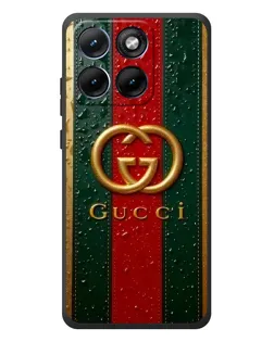 Чехол для Motorola Edge 70 Fusion Plus с картинкой «Gucci — фирменная полоса и золото»
