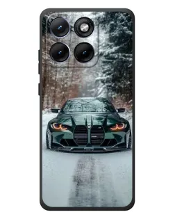 Чехол для Motorola Edge 70 Fusion Plus с картинкой «BMW в зимнем лесу»