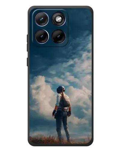 Чехол для Motorola Edge 70 Fusion Plus с картинкой «Герой PUBG на скале»