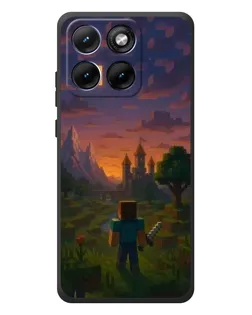 Чехол для Motorola Edge 70 Fusion Plus с картинкой «Стив у башни» Чехол для Motorola Edge 70 Fusion Plus с картинкой «Стив у башни»