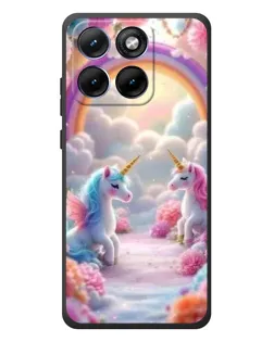 Чехол для Motorola Edge 70 Fusion Plus с картинкой «Радуга и единороги»
