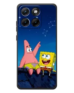 Чехол для Motorola Edge 70 Fusion Plus с картинкой «Губка Боб и Патрик ночью»
