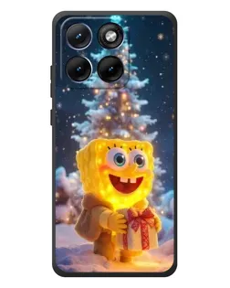 Чехол для Motorola Edge 70 Fusion Plus с картинкой «Рождественский Спанч Боб»