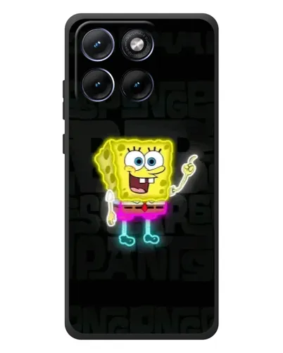 Чехол для Motorola Edge 70 Fusion Plus с картинкой «Неоновый Губка Боб»