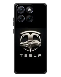 Чехол для Motorola Edge 70 Fusion Plus с картинкой «Tesla — серебристое авто»