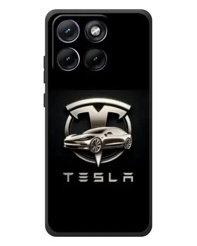 Чехол для Motorola Edge 70 Fusion Plus с картинкой «Tesla — серебристое авто»