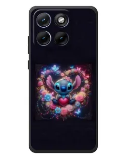 Чехол для Motorola Edge 70 Fusion Plus с картинкой «Stitch в цветах»