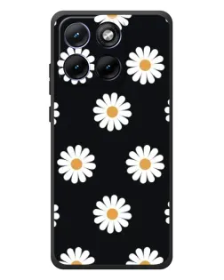 Чехол для Motorola Edge 70 Fusion Plus с картинкой «Ромашки на черном»