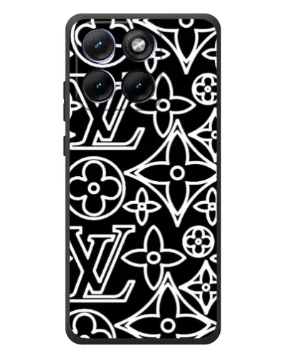 Чехол для Motorola Edge 70 Fusion с картинкой «Черно-белый узор LV»